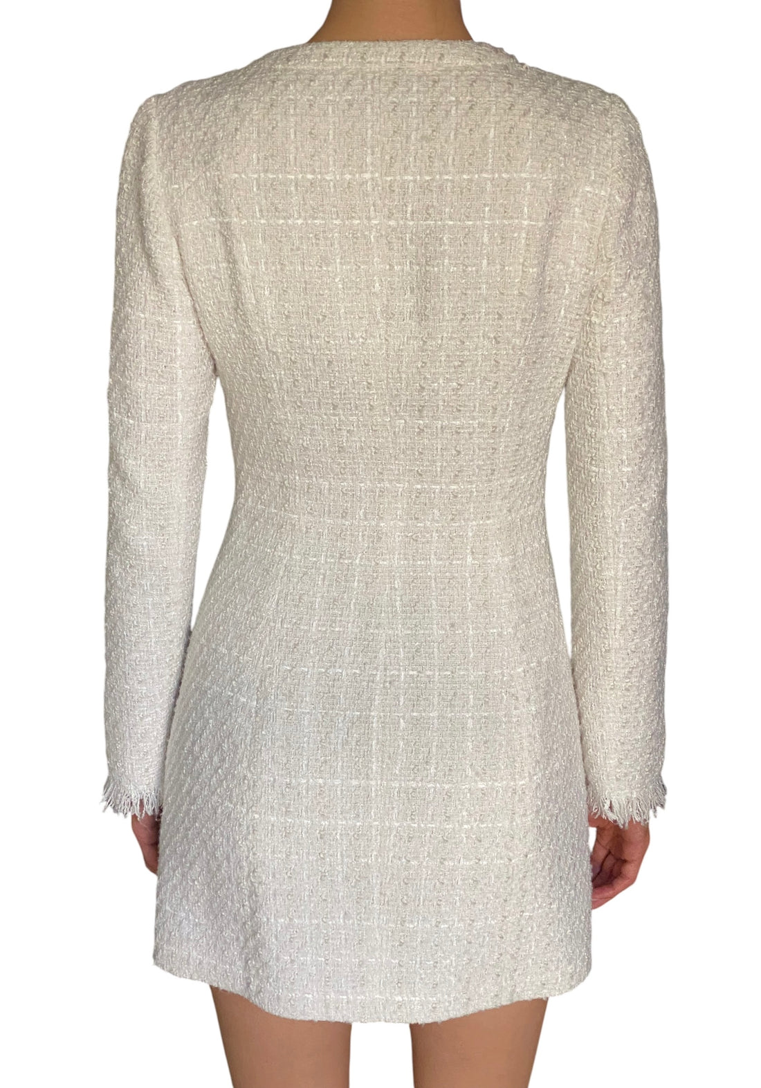 Sau Lee White Tweed Pearl Button Blazer Mini Dress - US 4