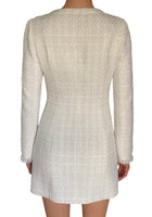 Sau Lee White Tweed Pearl Button Blazer Mini Dress - US 4