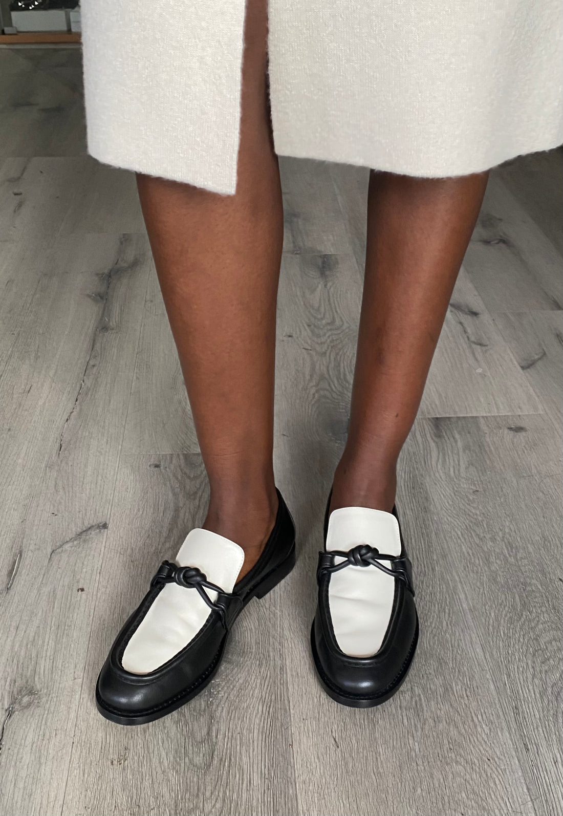 Bottega Veneta Black and White Leather Astaire Loafer - 39.5
