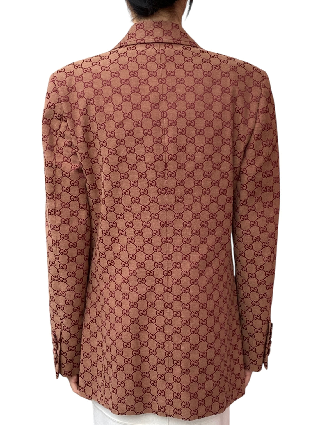 Gucci Burgundy 2019 Canvas Monogram Single Breasted Blazer - 48 / US 10