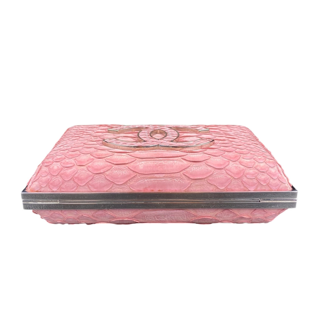 Chanel Pink Python CC Box Clutch Bag