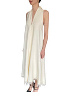 Proenza Schouler Ivory Boucle Crepe Fringe Gown - US 8