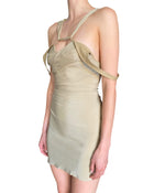 Jacquemus Khaki Silk Linen Combo Strappy Mini Dress - 36 / US 2