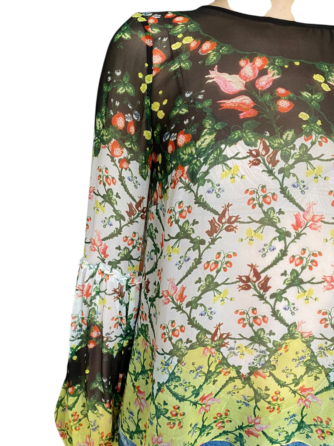 Erdem Sheer Floral Silk Top - US 8