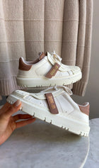 Dior White Brown Leather and Rubber Dior ID Sneakers - 36.5