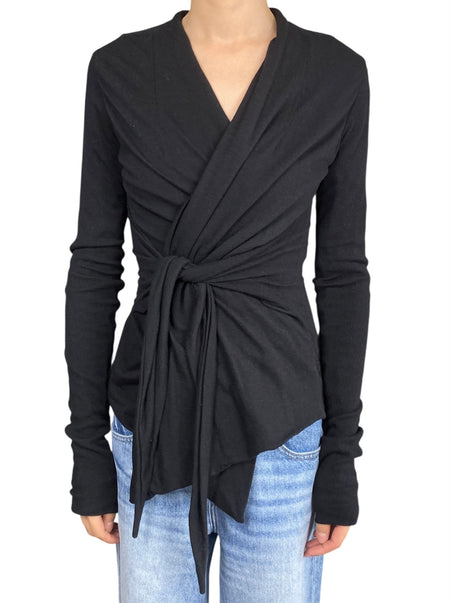 Rick Owens Lillies Black Wrap Cardigan - IT 42 / US 8