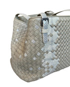 Bottega Taupe Snakeskin Nappa Intrecciato Medium Cesta Tote