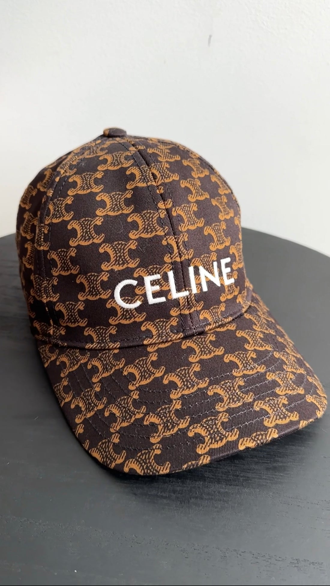 Celine Triomphe Black and Brown Logo Baseball Cap Hat