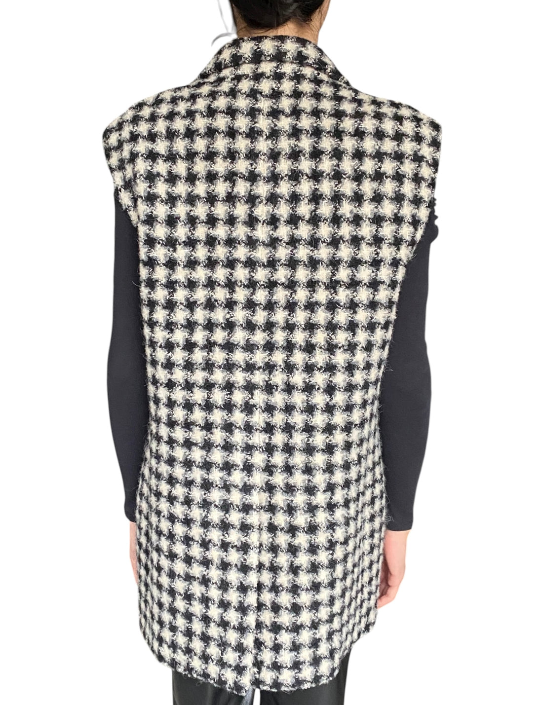 Rochas Black Houndstooth Tweed Vest - 44 / US 8