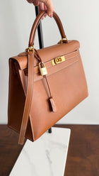 Hermes Vintage 1995 Gold Epsom Leather Kelly Sellier 32 Bag GHW