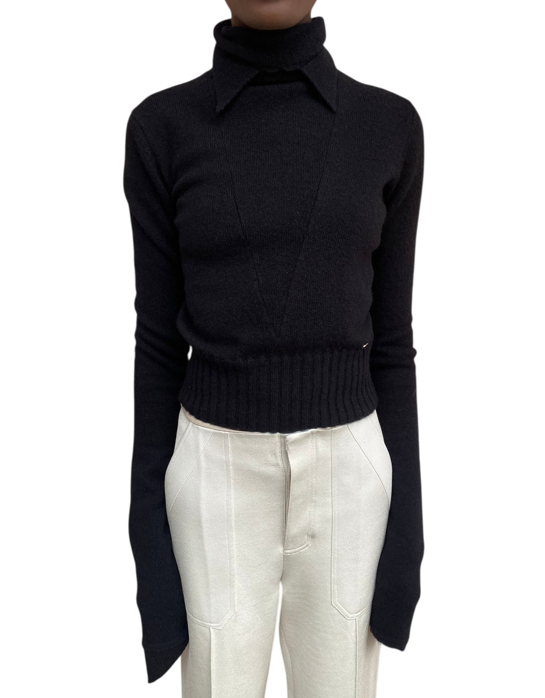 Chanel Black 07A Cashmere Turtleneck Long Sleeve Sweater - 42 / US 6