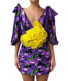 Gucci Purple Silk Poppy Floral Mini Dress - 42 / US 6
