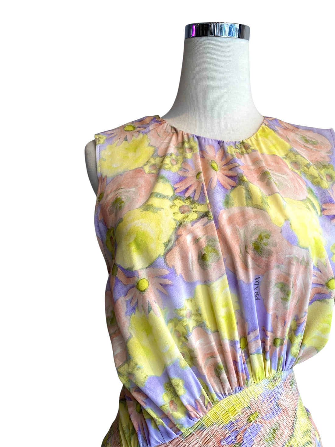 Prada Pastel Floral Silk Dress - 38