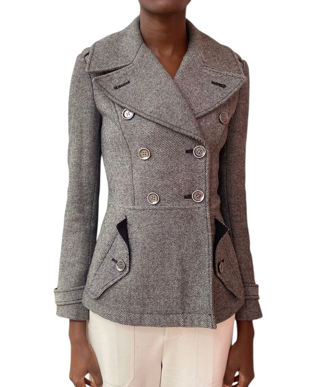 Burberry Britt Grey Wool Blend Cropped Trench Coat - US 2