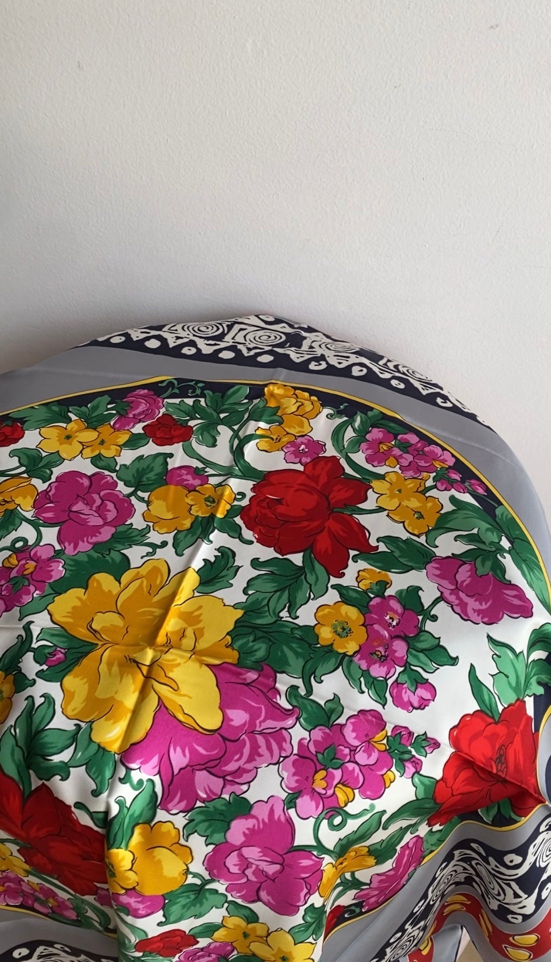 Givenchy Vintage 1990's Multicolor Floral Silk Scarf 90cm