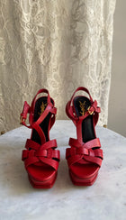 Saint Laurent Red Leather Tribute Platform Sandals - 36