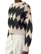 Brunello Cucinelli Beige Cashmere Blend Jacquard Knit Sweater - S