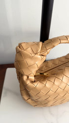 Bottega Veneta Dark Praline-Gold Mini Jodie Intrecciato Leather Bag