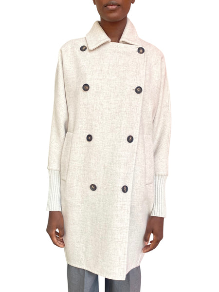 Brunello Cucinelli Beige Monili Embellished Hand-Finished Cashmere Coat - 38 / US 2-6