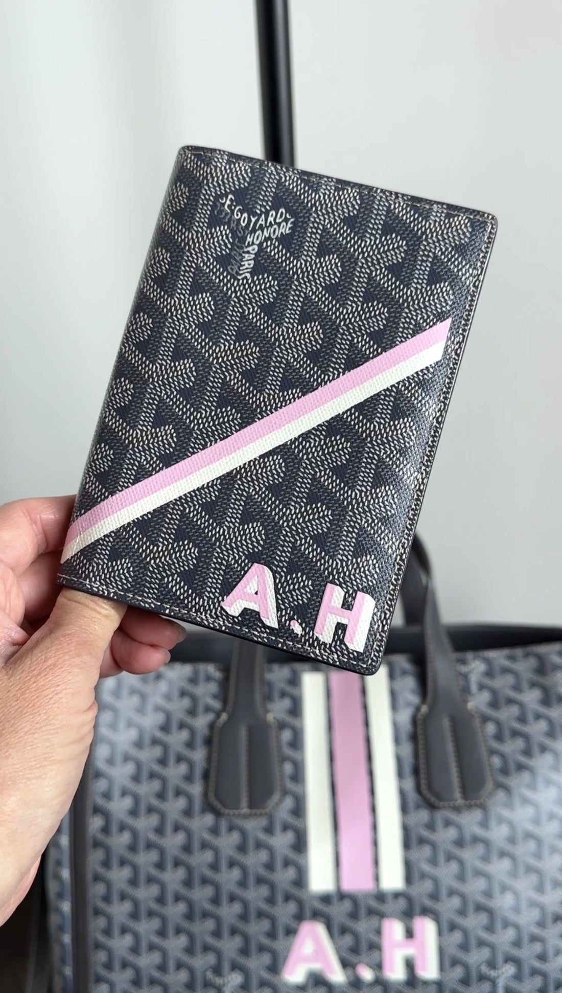 Goyard Grey Voltaire Satchel Tote Bag and Passport Holder Set