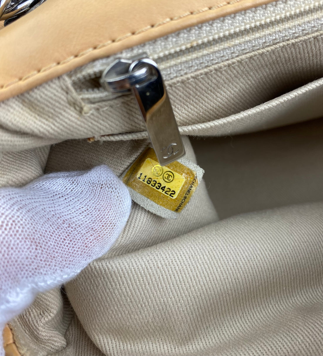 Chanel Beige Lambskin Icons Secret Label Shoulder Bag