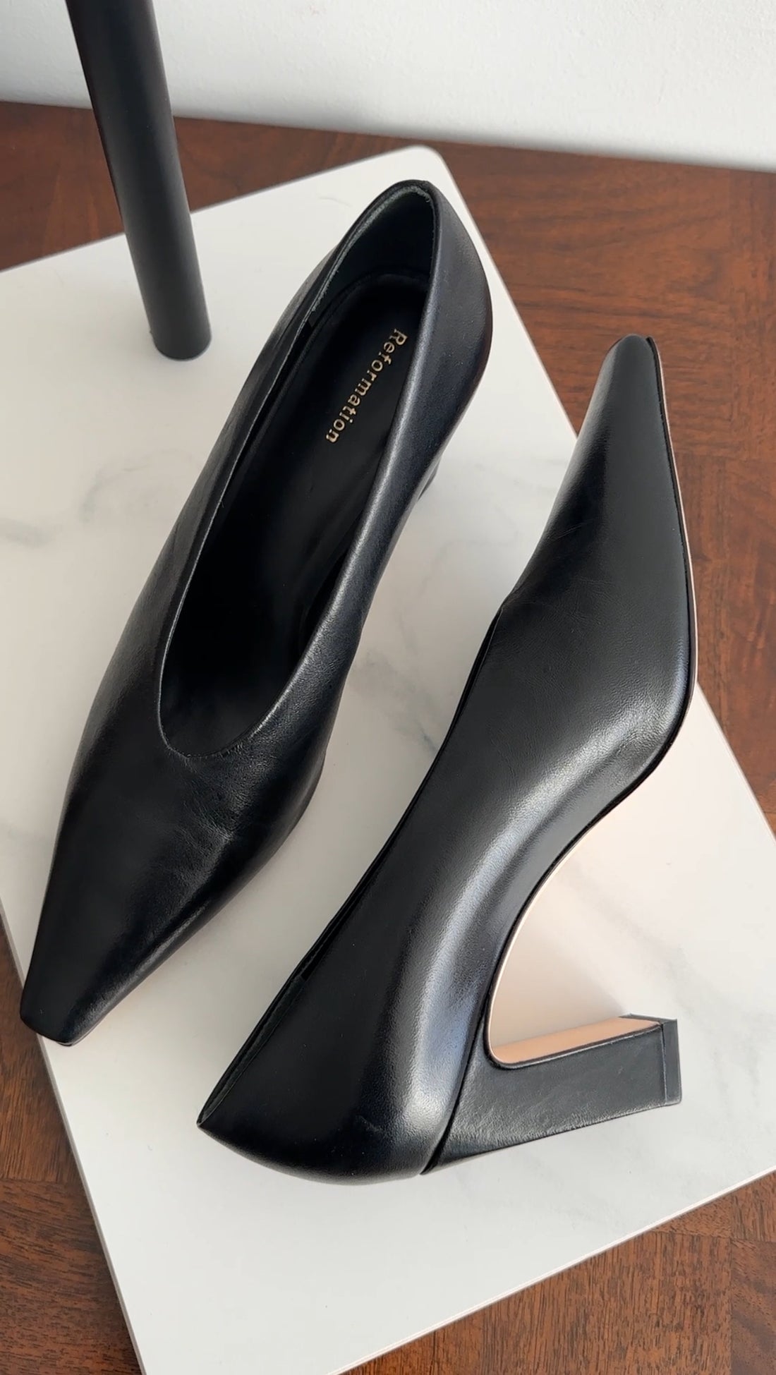 Reformation Black Leather Nolita Pump - 7