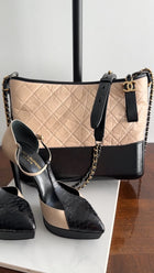 Chanel Beige and Black Aged Calfskin Gabrielle Medium Chain Bag