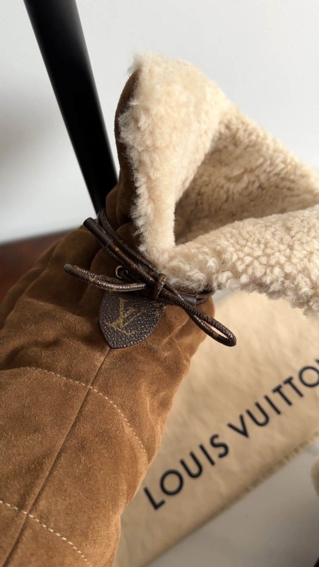 Louis Vuitton Brown Suede Shearling Pillow Boot - 38 / 7.5