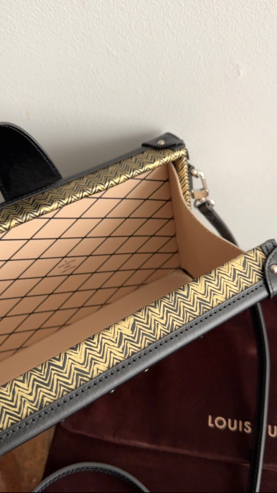 Louis Vuitton Limited Edition Gold Epi Chevron Printed Petite Malle Bag