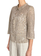 Giorgio Armani Taupe Velvet Leopard Effect Short Jacket - IT 46 / US 10