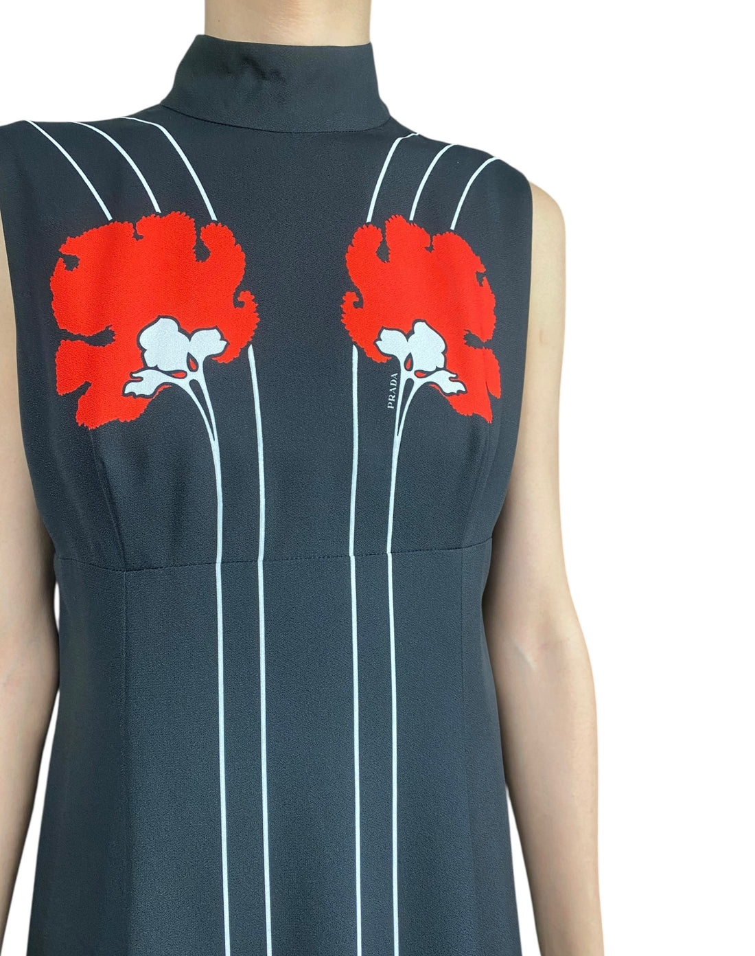 Prada Black Peony Print Maxi Dress - IT 44 / US 8