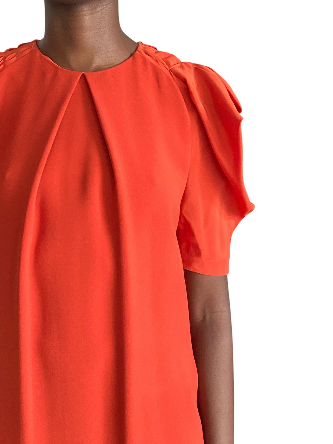 Chloe Orange Ruffle Shift Mini Dress - FR 38