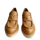 Prada Brown Leather Logo Loafers - 36