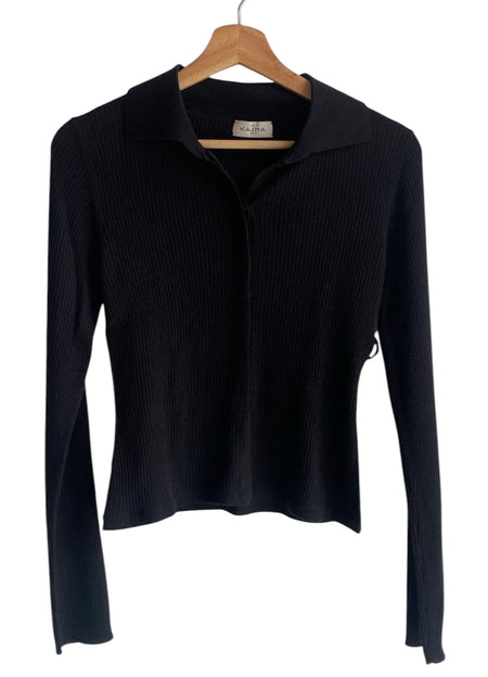 Le Kasha Black Cashmere Collared Cardigan