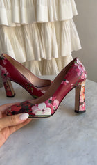 Gucci Red Blooms Floral 90mm Pumps - 36