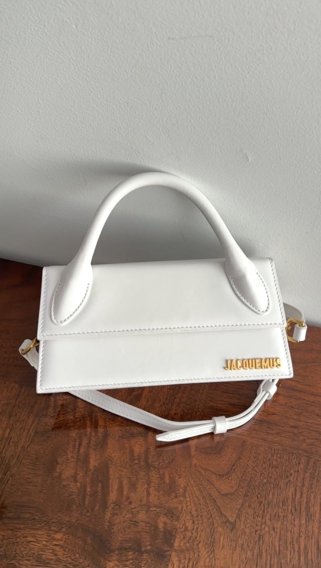 Jacquemus Le Chiquito Long White Two Way Top Handle Crossbody Bag