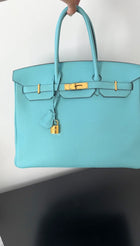 Hermes Birkin 35 Tiffany Turquoise Blue Togo Leather GHW Bag