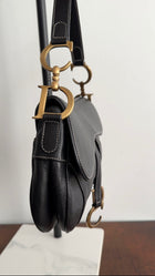 Christian Dior John Galliano Vintage 2002 Black Leather Double Saddle Bag