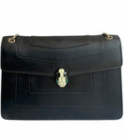 Bvlgari Black Leather Serpenti Shoulder Bag