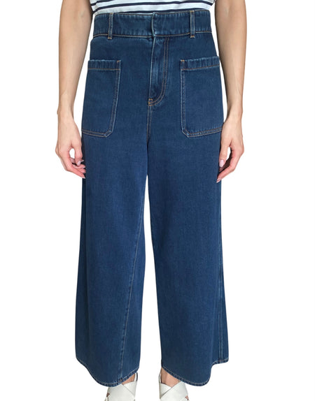 Christian Dior Blue Pocket Front Wide Leg Denim - W31