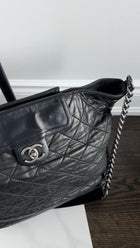 Chanel Black Quilted Aged Leather In The Mix Chain Tote Bag