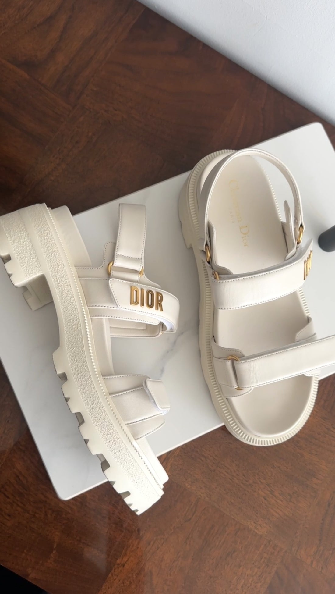 Christian Dior Ivory Leather Dioract Platform Sandals - 39