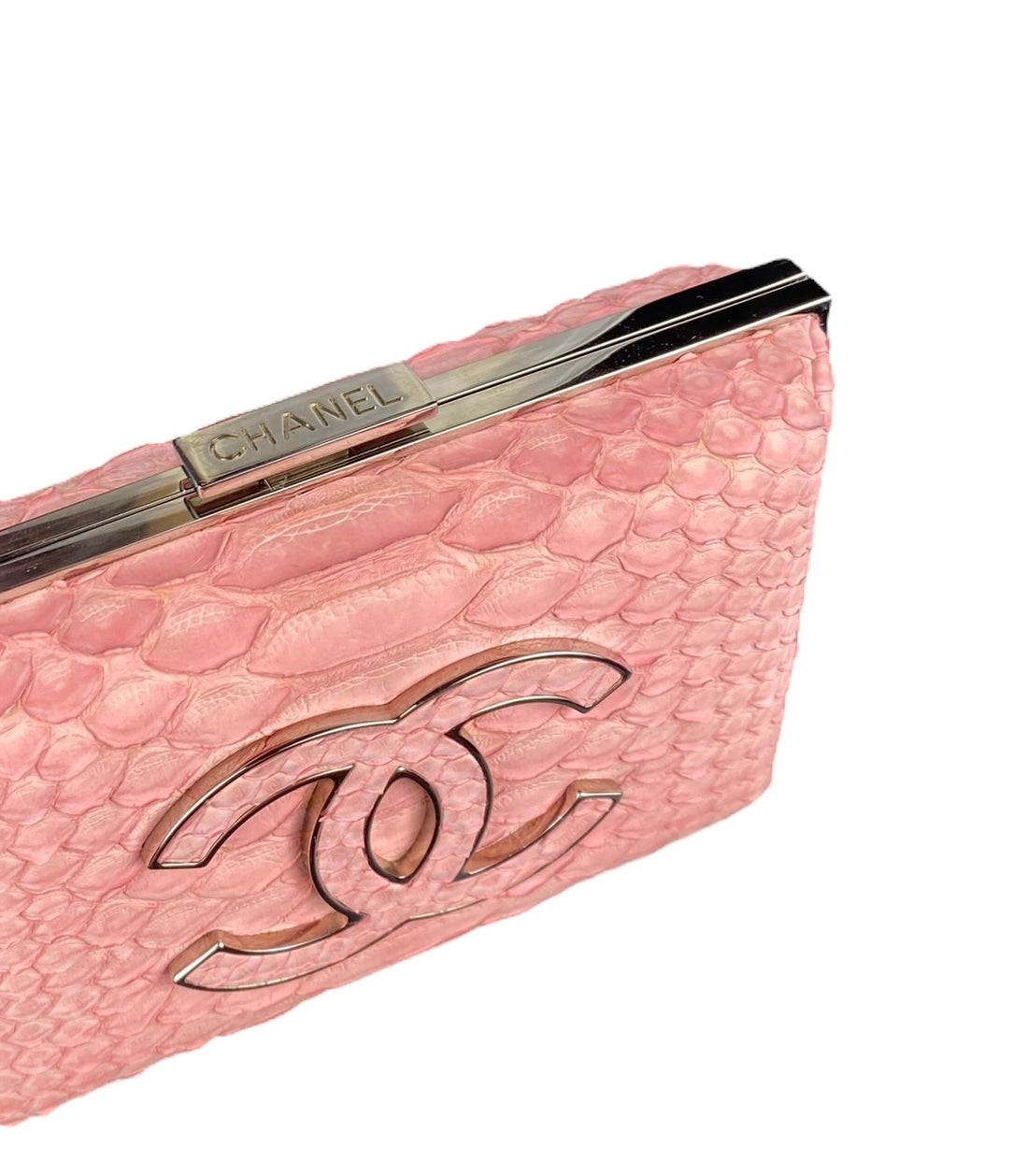 Chanel Pink Python CC Box Clutch Bag