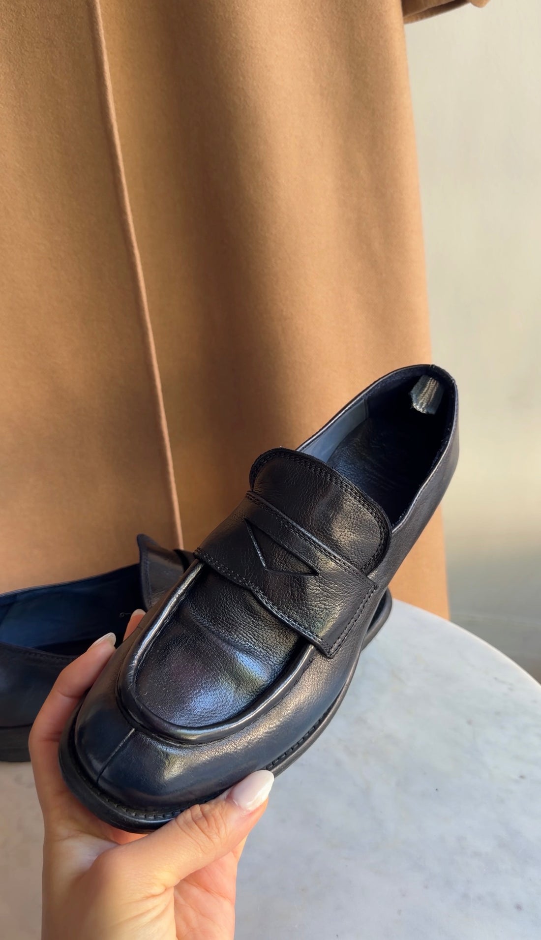 Officine Creative Navy Diary 001 Novak Leather Penny Loafers - 39