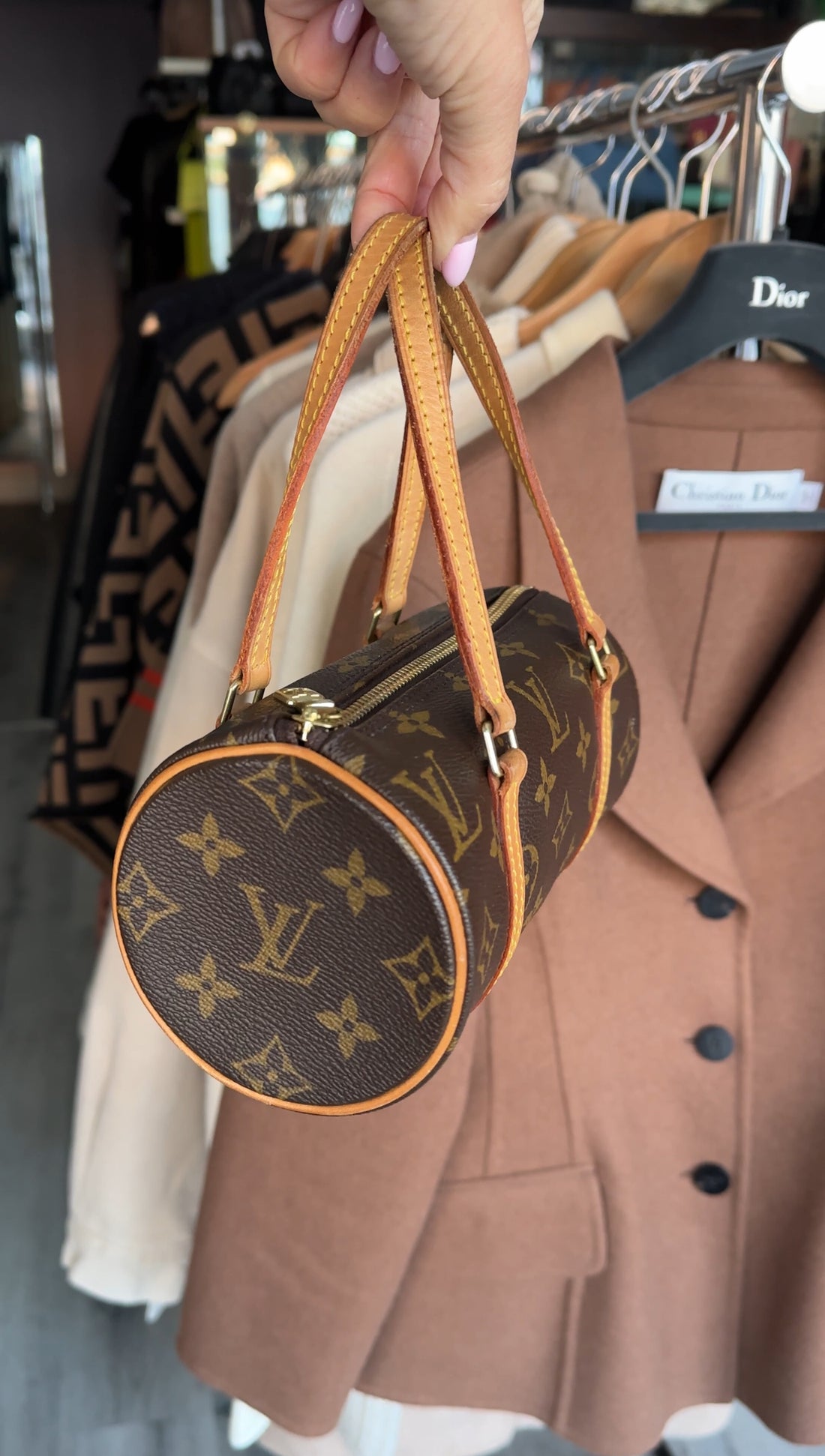 Louis Vuitton Monogram Papillon 19 Mini Roll Bag