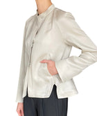 Giorgio Armani Ecru Silk Notched Jacket - IT 42 / US 8