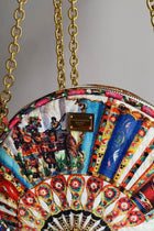 Dolce & Gabbana Fan Print Miss Glam Round Chain Bag
