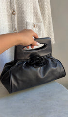 Chanel vintage 2003 Leather Camelia Frame Clutch Bag