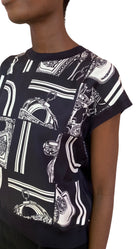 Hermes Black & White En Désordre Finesse Silk Combo Top - IT 44 / US 6