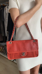 Chanel Red Perforated Leather Large Up In The Air Flap Bag